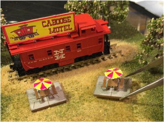 Caboose Motel - Placing the Tables