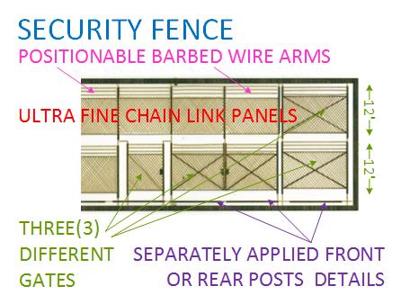 12' Chain Link Fence w/Barbed Wire & Gates - New Tooling !
