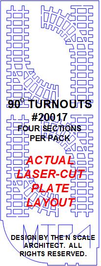 MTRAK 90 Degree Turnout Nn30 Track - Laser-Cut Plate