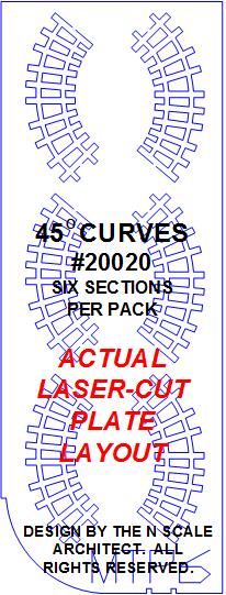 MTRAK 45 Degree Curve Nn30 Track - Laser-Cut Plate