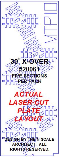 MTRAK 30 Degree Crossover Nn30 Track - Laser-Cut Plate