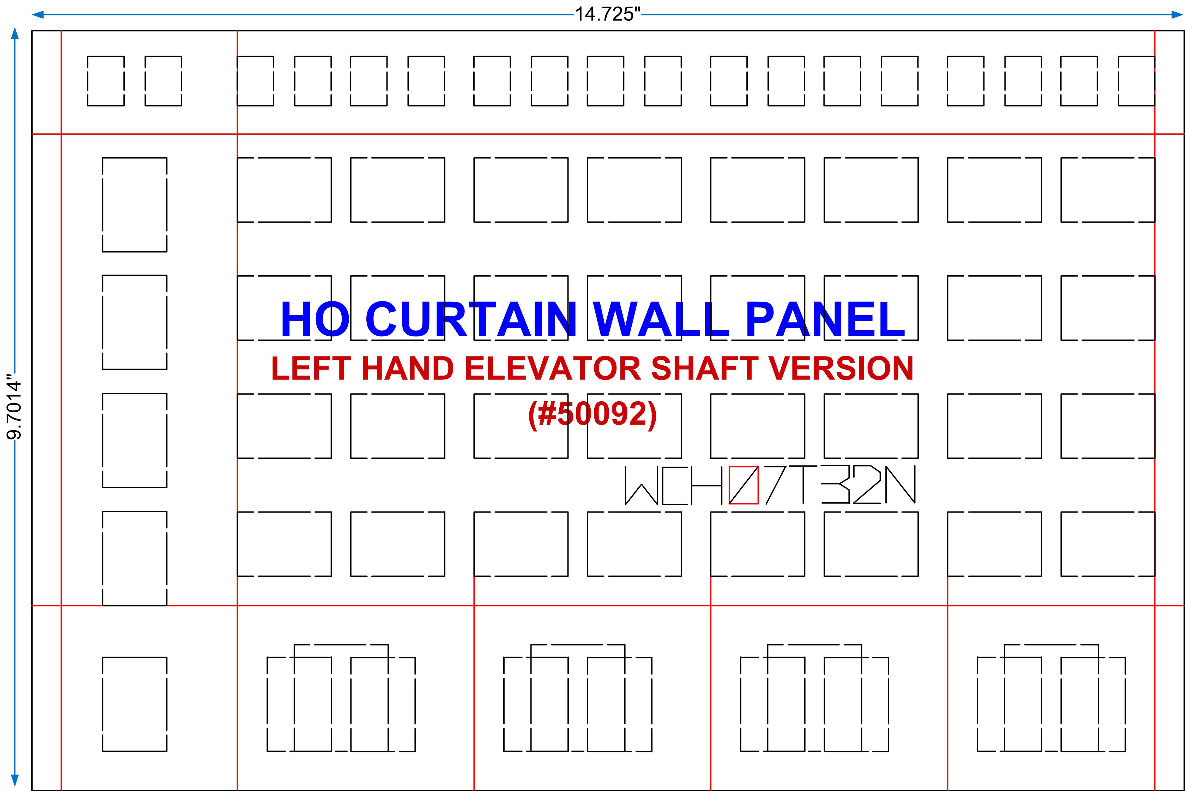 Curtain Wall System HO - Left Hand Panel Layout & Dimensions