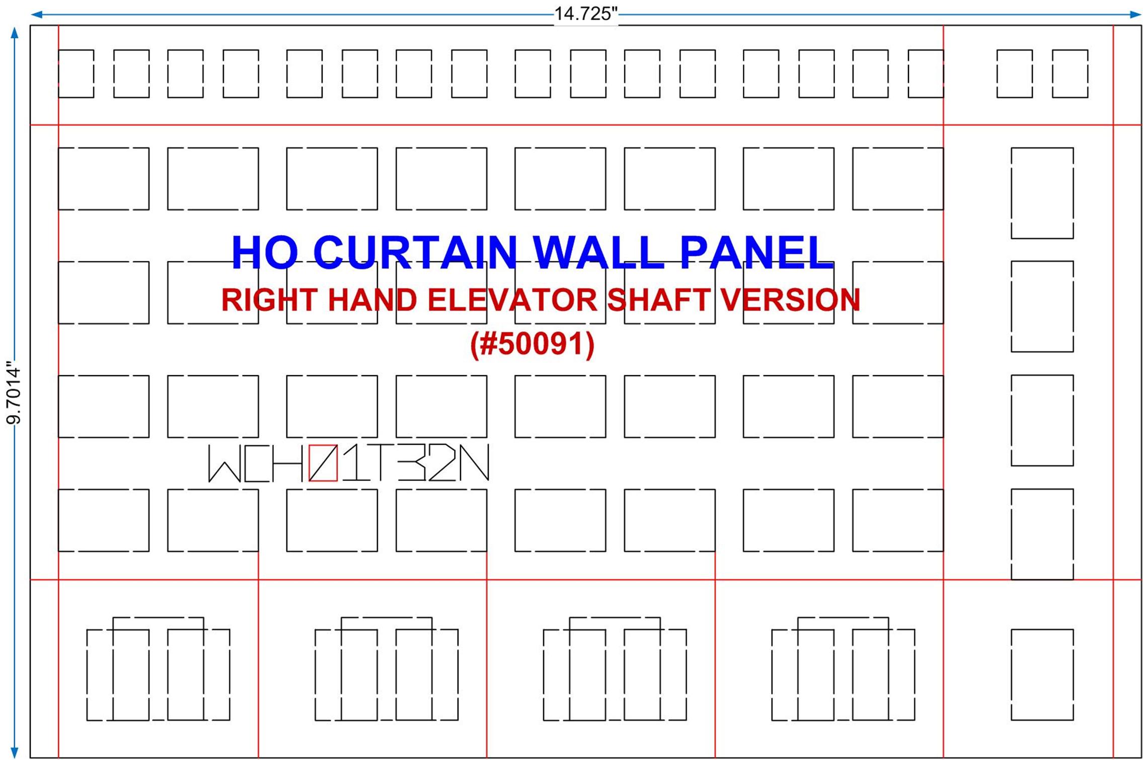 Curtain Wall System HO - Right Hand Panel Layout & Dimensions
